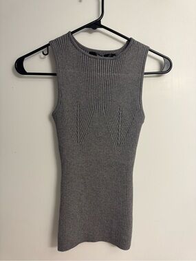 Sleeveless Ribbed Knit /Sweater Tank Top - Gray